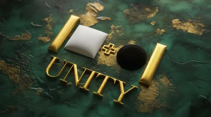 Unity logo: two gold bars, a white square, a gold plus, a black circle and the word UNITY
